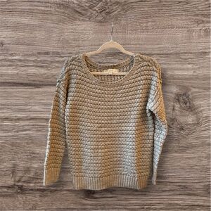 LOFT Women's Tan and Silver  Knit Sweater